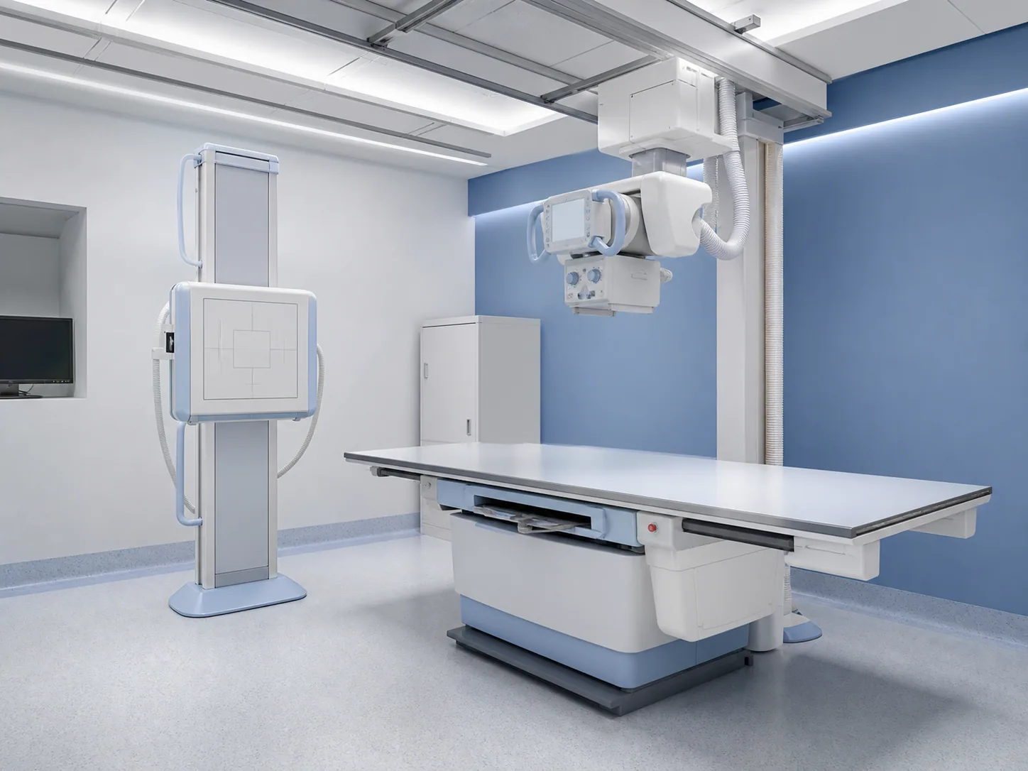 Digital X-ray system with detector and patient table