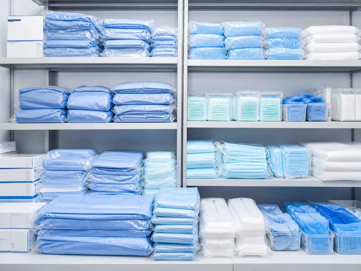 Generic surgical and protective supplies in clean packaging