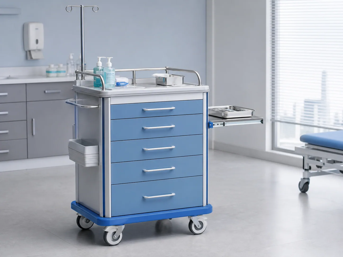 Medical procedure trolley in a clean treatment room